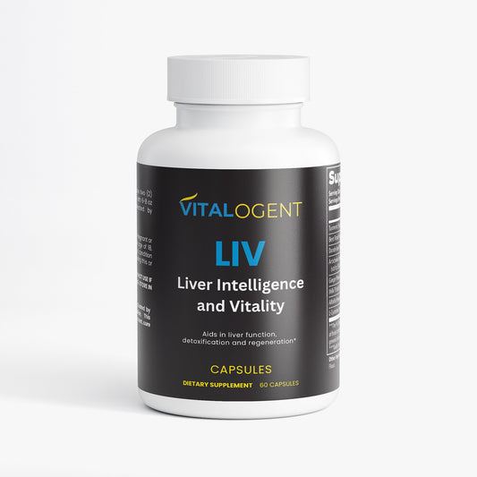 Vitalogent LIV supplement bottle on a white background