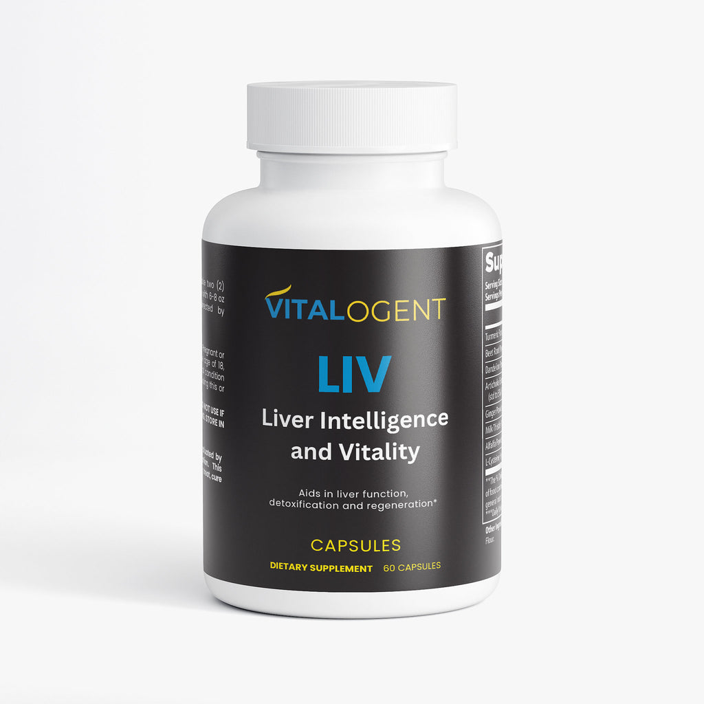 Vitalogent LIV supplement bottle on a white background